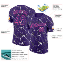 Laden Sie das Bild in den Galerie-Viewer, Custom Purple White Gray-Pink Abstract Network Crackle Performance T-Shirt