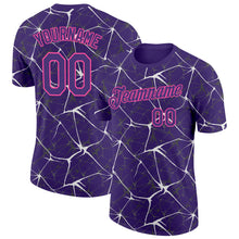 Laden Sie das Bild in den Galerie-Viewer, Custom Purple White Gray-Pink Abstract Network Crackle Performance T-Shirt