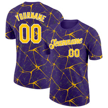 Load image into Gallery viewer, Custom Purple Yellow Gray-White Abstract Network Crackle Performance T-Shirt