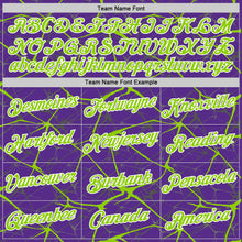 Загрузить изображение в средство просмотра галереи, Custom Purple Neon Green Gray-White Abstract Network Crackle Performance T-Shirt