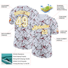 Load image into Gallery viewer, Custom White Burgundy Gray-Yellow Abstract Network Crackle Performance T-Shirt