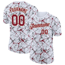 Загрузить изображение в средство просмотра галереи, Custom White Crimson Gray-City Cream Abstract Network Crackle Performance T-Shirt