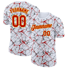 Charger l'image dans la galerie, Custom White Red Gray-Yellow Abstract Network Crackle Performance T-Shirt