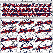 Laden Sie das Bild in den Galerie-Viewer, Custom White Navy Gray-Red Abstract Network Crackle Performance T-Shirt