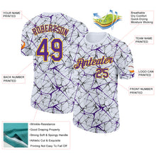 Charger l'image dans la galerie, Custom White Purple Gray-Yellow Abstract Network Crackle Performance T-Shirt