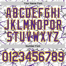 Charger l'image dans la galerie, Custom White Purple Gray-Yellow Abstract Network Crackle Performance T-Shirt