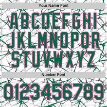 Load image into Gallery viewer, Custom White Kelly Green Gray-Pink Abstract Network Crackle Performance T-Shirt