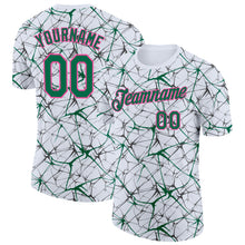 Load image into Gallery viewer, Custom White Kelly Green Gray-Pink Abstract Network Crackle Performance T-Shirt