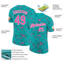Charger l'image dans la galerie, Custom Aqua Pink Gray-White Abstract Network Crackle Performance T-Shirt