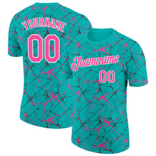 Charger l'image dans la galerie, Custom Aqua Pink Gray-White Abstract Network Crackle Performance T-Shirt