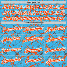 Laden Sie das Bild in den Galerie-Viewer, Custom Sky Blue Orange Gray-White Abstract Network Crackle Performance T-Shirt