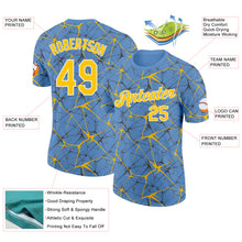 Laden Sie das Bild in den Galerie-Viewer, Custom Light Blue Yellow Gray-White Abstract Network Crackle Performance T-Shirt