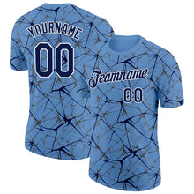 Load image into Gallery viewer, Custom Light Blue Navy Gray-White Abstract Network Crackle Performance T-Shirt