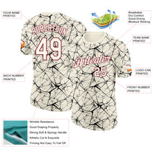 Load image into Gallery viewer, Custom Cream Black Gray-Crimson Abstract Network Crackle Performance T-Shirt