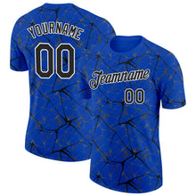 Загрузить изображение в средство просмотра галереи, Custom Thunder Blue Black Gray-White Abstract Network Crackle Performance T-Shirt