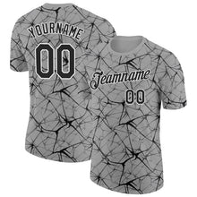Load image into Gallery viewer, Custom Gray Black-White Abstract Network Crackle Performance T-Shirt