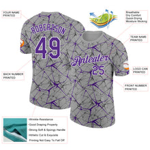 Load image into Gallery viewer, Custom Gray Purple-White Abstract Network Crackle Performance T-Shirt