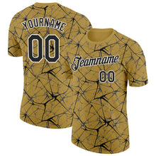 Загрузить изображение в средство просмотра галереи, Custom Old Gold Black Gray-White Abstract Network Crackle Performance T-Shirt