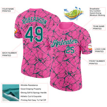 Charger l'image dans la galerie, Custom Pink Teal Gray-White Abstract Network Crackle Performance T-Shirt