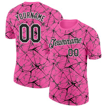 Load image into Gallery viewer, Custom Pink Black Gray-White Abstract Network Crackle Performance T-Shirt