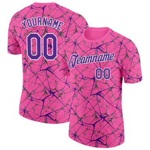 Load image into Gallery viewer, Custom Pink Purple Gray-White Abstract Network Crackle Performance T-Shirt