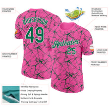 Load image into Gallery viewer, Custom Pink Kelly Green Gray-White Abstract Network Crackle Performance T-Shirt