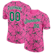 Load image into Gallery viewer, Custom Pink Kelly Green Gray-White Abstract Network Crackle Performance T-Shirt