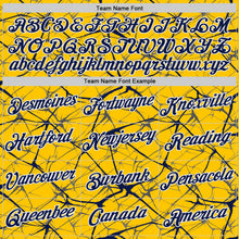 Charger l'image dans la galerie, Custom Yellow Navy Gray-White Abstract Network Crackle Performance T-Shirt