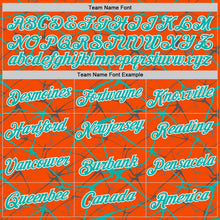 Laden Sie das Bild in den Galerie-Viewer, Custom Orange Aqua Gray-White Abstract Network Crackle Performance T-Shirt