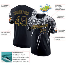 Load image into Gallery viewer, Custom Black White-Old Gold Distressed Scratch Brush Stroke Performance T-Shirt