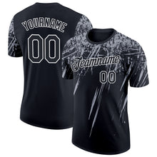 Load image into Gallery viewer, Custom Black Gray-White Distressed Scratch Brush Stroke Performance T-Shirt