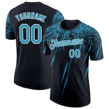 Load image into Gallery viewer, Custom Black Panther Blue-White Distressed Scratch Brush Stroke Performance T-Shirt