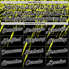 Laden Sie das Bild in den Galerie-Viewer, Custom Black Neon Yellow-White Distressed Scratch Brush Stroke Performance T-Shirt