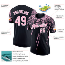 Load image into Gallery viewer, Custom Black Light Pink-White Distressed Scratch Brush Stroke Performance T-Shirt