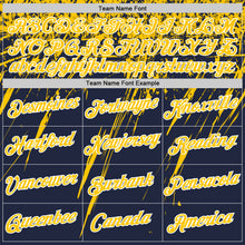 Charger l'image dans la galerie, Custom Navy Yellow-White Distressed Scratch Brush Stroke Performance T-Shirt