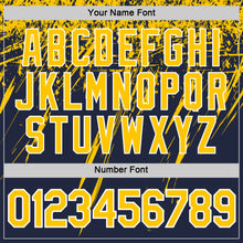 Charger l'image dans la galerie, Custom Navy Yellow-White Distressed Scratch Brush Stroke Performance T-Shirt