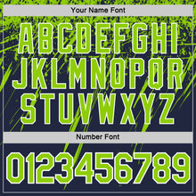 Charger l'image dans la galerie, Custom Navy Neon Green-White Distressed Scratch Brush Stroke Performance T-Shirt