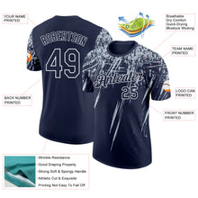 Load image into Gallery viewer, Custom Navy Silver-White Distressed Scratch Brush Stroke Performance T-Shirt
