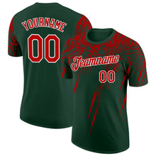 Load image into Gallery viewer, Custom Green Red-White Distressed Scratch Brush Stroke Performance T-Shirt