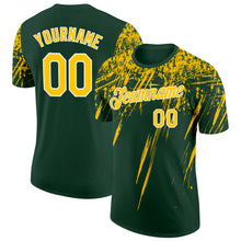 Load image into Gallery viewer, Custom Green Yellow-White Distressed Scratch Brush Stroke Performance T-Shirt