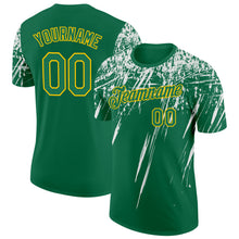 Charger l'image dans la galerie, Custom Kelly Green White-Yellow Distressed Scratch Brush Stroke Performance T-Shirt