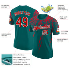 Load image into Gallery viewer, Custom Teal Red-White Distressed Scratch Brush Stroke Performance T-Shirt