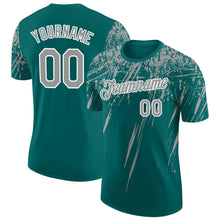 Загрузить изображение в средство просмотра галереи, Custom Teal Gray-White Distressed Scratch Brush Stroke Performance T-Shirt