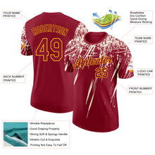 Загрузить изображение в средство просмотра галереи, Custom Crimson Cream-Yellow Distressed Scratch Brush Stroke Performance T-Shirt