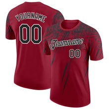 Load image into Gallery viewer, Custom Crimson Black-White Distressed Scratch Brush Stroke Performance T-Shirt