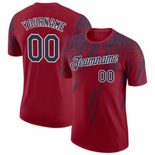 Загрузить изображение в средство просмотра галереи, Custom Crimson Navy-White Distressed Scratch Brush Stroke Performance T-Shirt