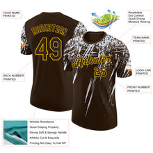 Charger l'image dans la galerie, Custom Brown White-Yellow Distressed Scratch Brush Stroke Performance T-Shirt