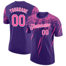 Load image into Gallery viewer, Custom Purple Pink-White Distressed Scratch Brush Stroke Performance T-Shirt