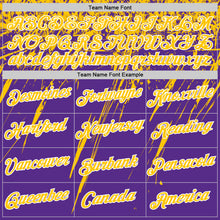 Charger l'image dans la galerie, Custom Purple Yellow-White Distressed Scratch Brush Stroke Performance T-Shirt