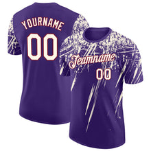 Load image into Gallery viewer, Custom Purple Cream-Crimson Distressed Scratch Brush Stroke Performance T-Shirt